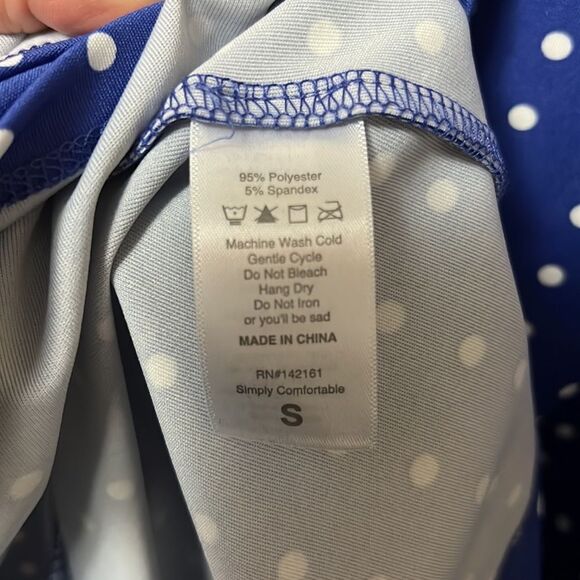 🆕 LULAROE SMALL MARIA FULL LENGTH DRESS Royal blue polka dot dress - Picture 5 of 5